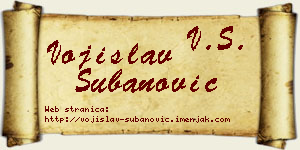 Vojislav Subanović vizit kartica